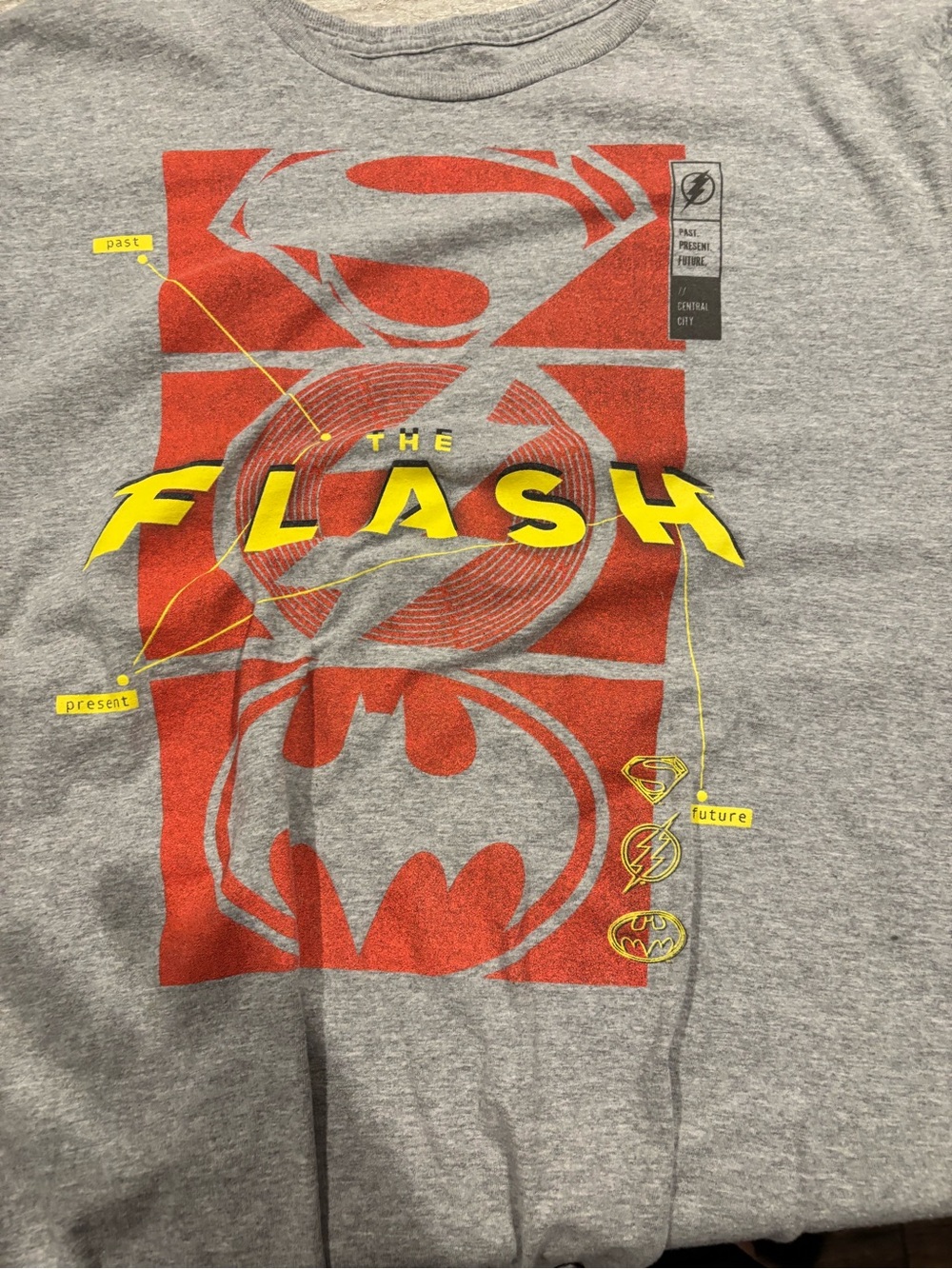 DC Comics Gray Tee with Red Panels and Yellow Flash Logo